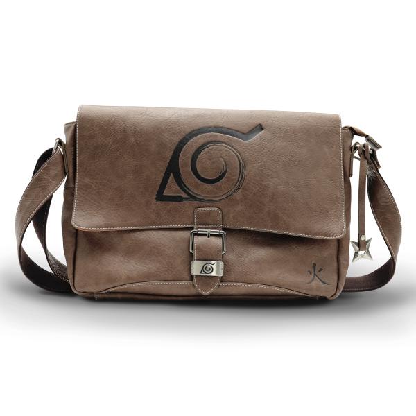 Abysse Corp Naruto Shippuden Tasche Konoha Logo Cosplay Umhängetasche Schultertasche Braun
