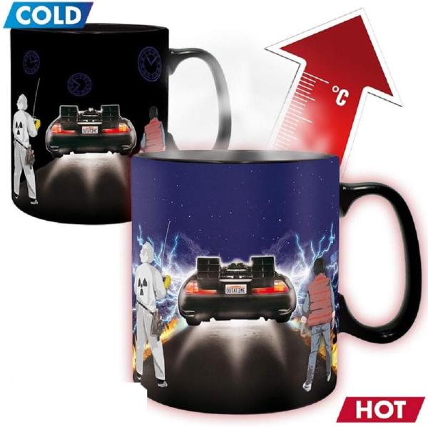 Back to The Future Tasse Delorean Zurück in die Zukunft Thermoeffekt Kaffeebecher 460 ml Keramik Geschenkbox