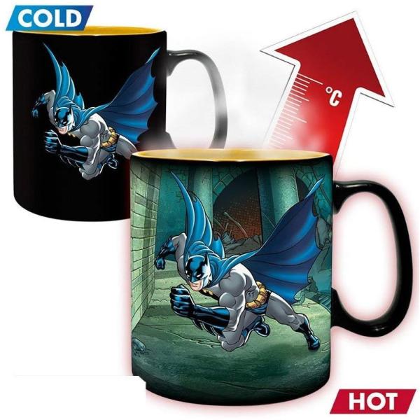 DC Comics Batman Keramik Thermoeffekt Tasse Riesentasse 460 ml Batman und Joker Geschenkbox 1