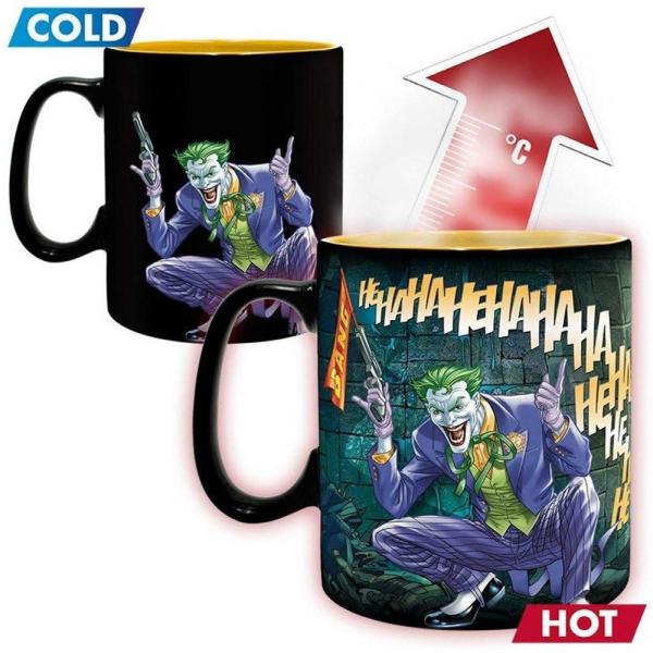 DC Comics Batman Keramik Thermoeffekt Tasse Riesentasse 460 ml Batman und Joker Geschenkbox