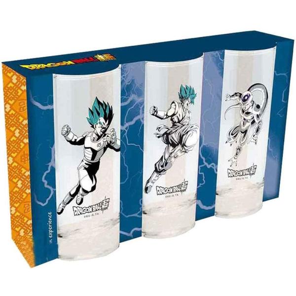 Dragonball Gläser 3er Set Glas Son Goku Vegeta Freezer Trinkgläser Geschenkbox