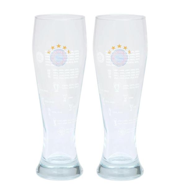 FC Bayern München DFB Fussball Verein Bundesliga Weißbiergläser 2er Set Gläser Bierglas Erfolge Logo Merch Fanartikel Geschenkbox 1