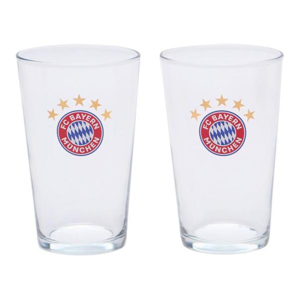 FC Bayern München DFB Verein Bundesliga Fußball Wassergläser Fangläser Biergläser Trinkgläser 2er Set Merch Fanartikel Logo