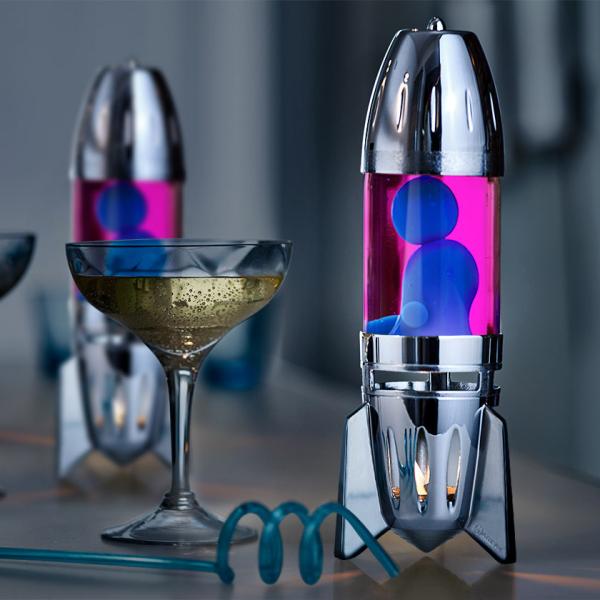 Mathmos POD+ Lavalampe Silber Blau Pink