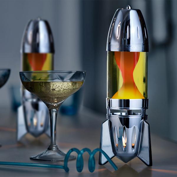 Mathmos POD+ Lavalampe Silber Gelb Orange