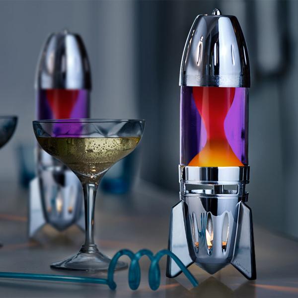 Mathmos Fireflow Silber Lavalampe Violet Orange
