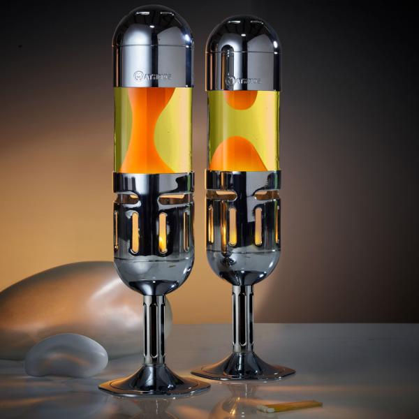 Mathmos POD+ Lavalampe Silber Gelb Orange