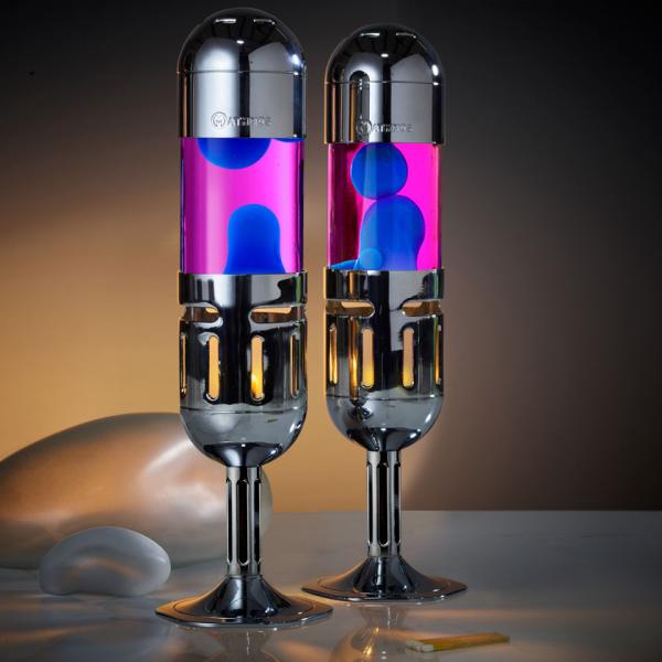Mathmos POD+ Lavalampe Silber Pink Blau