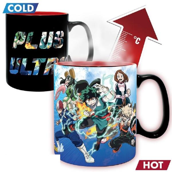 My Hero Academia Tasse Helden Vs Schurken Thermoeffekt Kaffeebecher Deku 460ml Keramik Geschenkbox