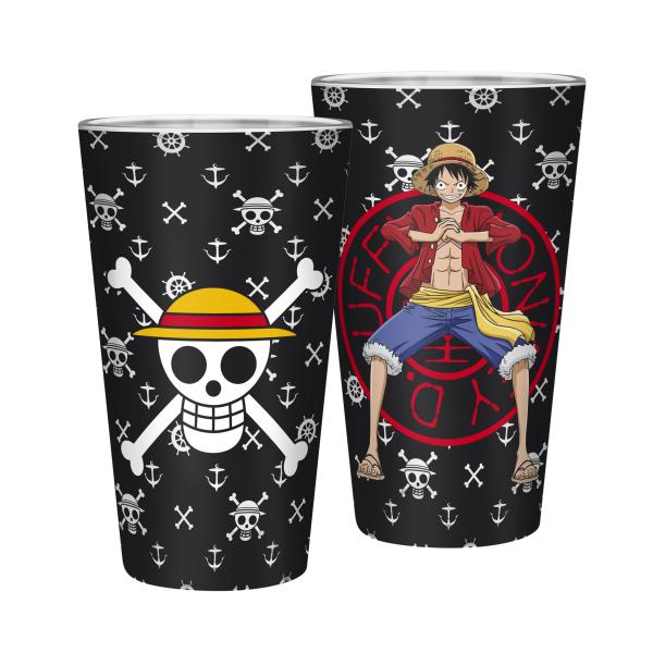 One Piece Glas Luffy Ruffy XXL Trinkglas 400 ml Logo Geschenkbox