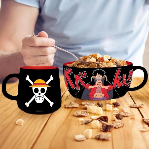One Piece Luffy Ruffy Müslischüssel + Tasse Logo Strohhutbande