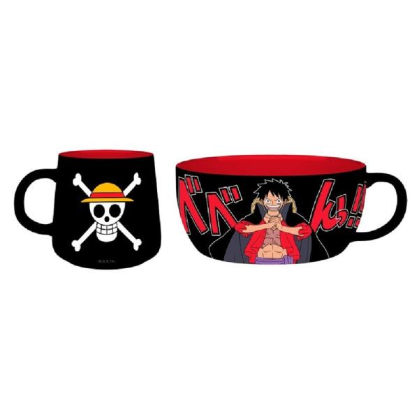 One Piece Luffy Ruffy Müslischüssel + Tasse Logo Strohhutbande 3