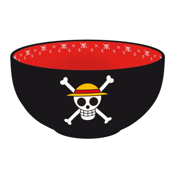 One Piece Müslischale Luffy Ruffy Logo Keramik XXL Müslischüssel Skull Schwarz 600ml ABYBOL022
