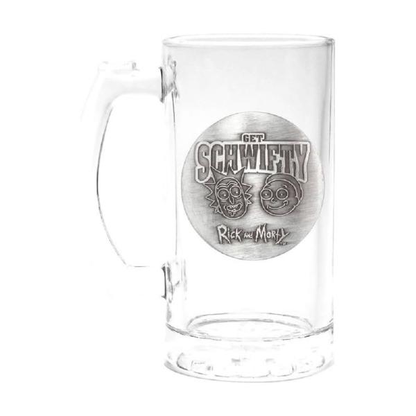 Rick and Morty Krug Get Schwifty Glas Bierkrug Logo 500 ml Geschenkbox