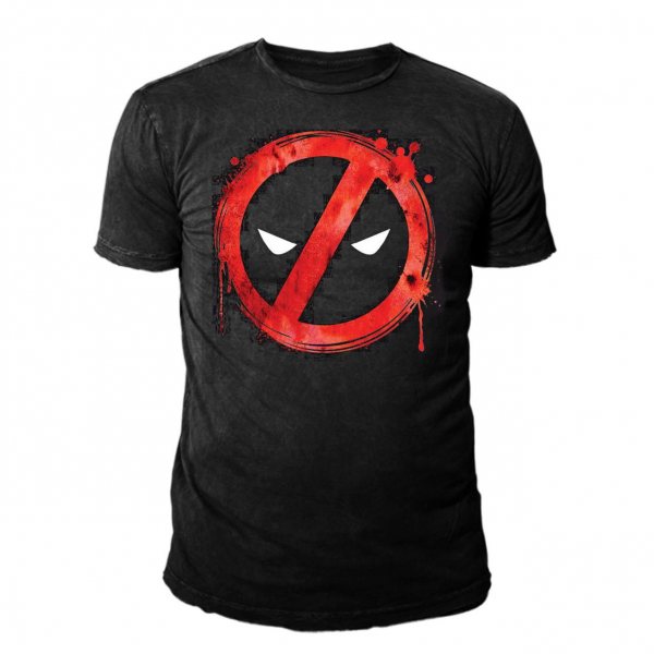 Deadpool Splatter Logo Herren T-Shirt Schwarz