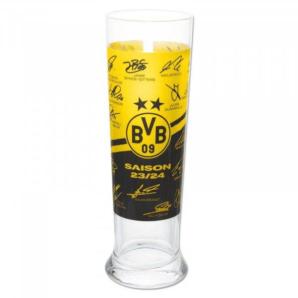 BVB Borussia Dortmund Weizenglas mit Unterschriften