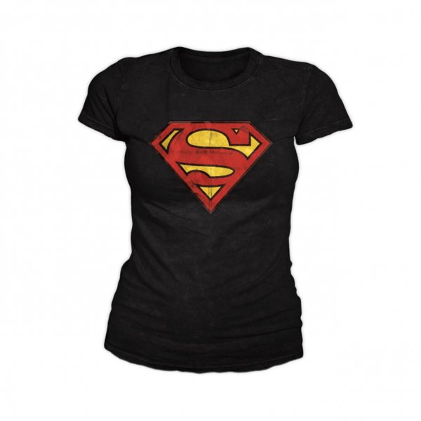 Superman Logo Vintage Damen T-Shirt