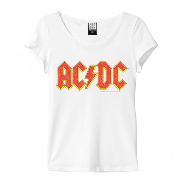 Amplified AC DC Logo T-Shirt Damen Weiss