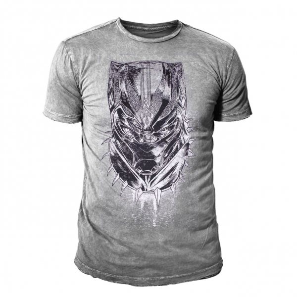 Marvel Comics Black Panther Face Herren T-Shirt Grau