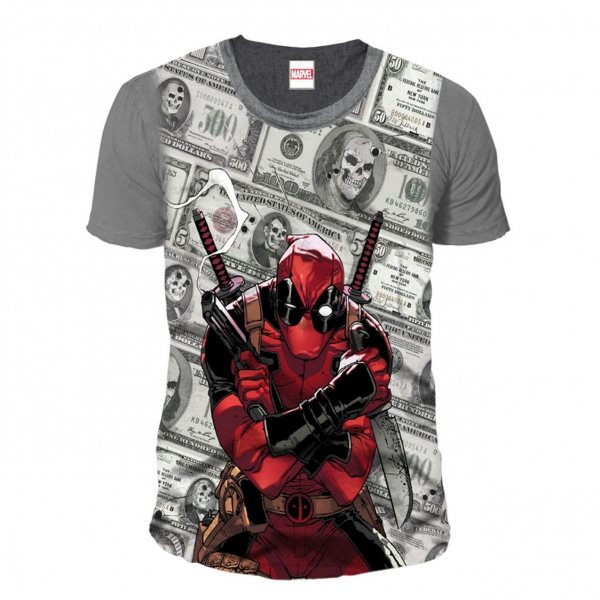 Marvel Comics Deadpool Bling Herren T-Shirt Grau