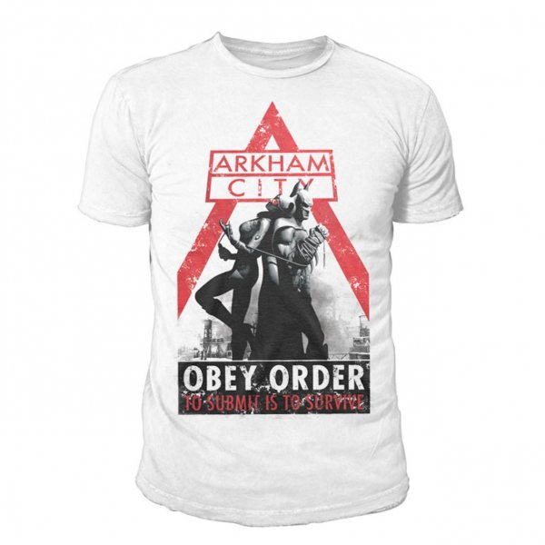 Batman Arkham City Obey Order Herren T-Shirt Herren Weiss