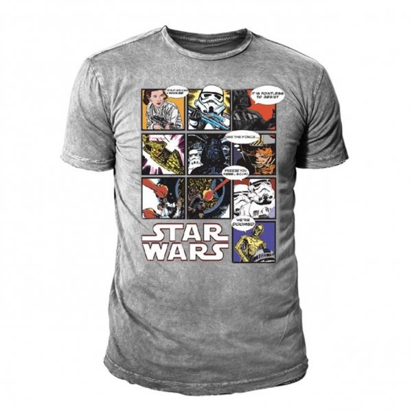 Star Wars Comic Stripe Herren T-Shirt Grau