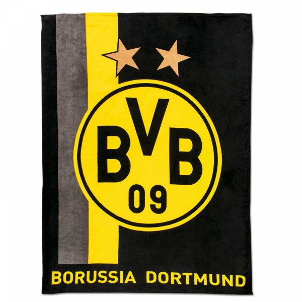 BVB Borussia Dortmund Kuschel Fleecedecke Streifenmuster