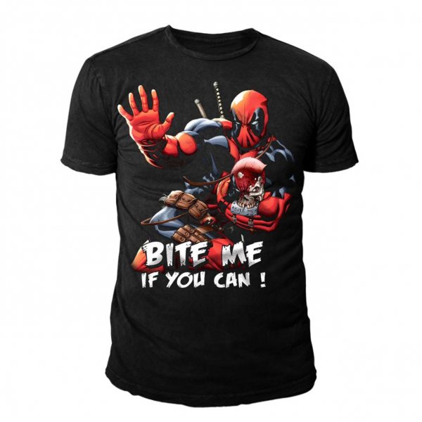 Marvel Comics Deadpool Bite Me Herren T-Shirt Schwarz