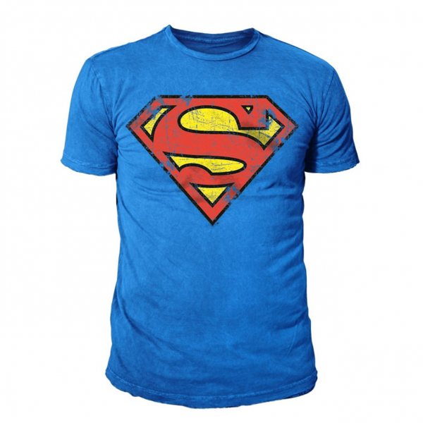 DC Comics Superman Logo Vintage Herren T-Shirt Blau