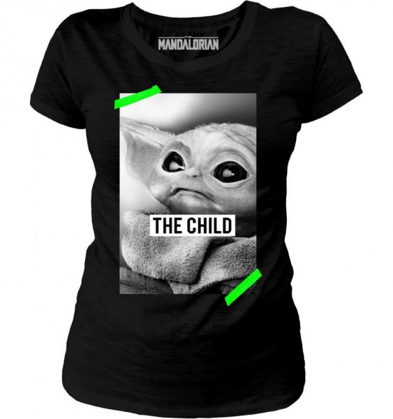 Star Wars The Mandalorian Baby Yoda Child Damen T-Shirt  Schwarz