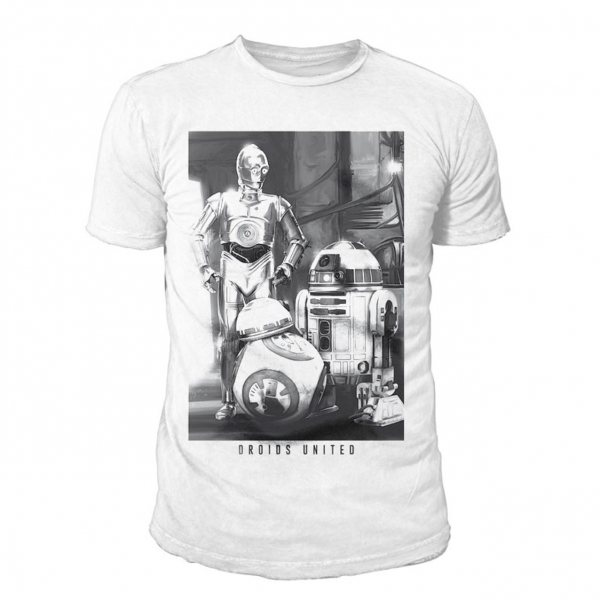 Star Wars C3PO R2D2 BB8 Herren T-Shirt Herren Weiss