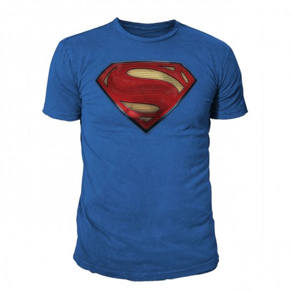 DC Comics Superman 3D Logo Herren T-Shirt Blau Cobalt