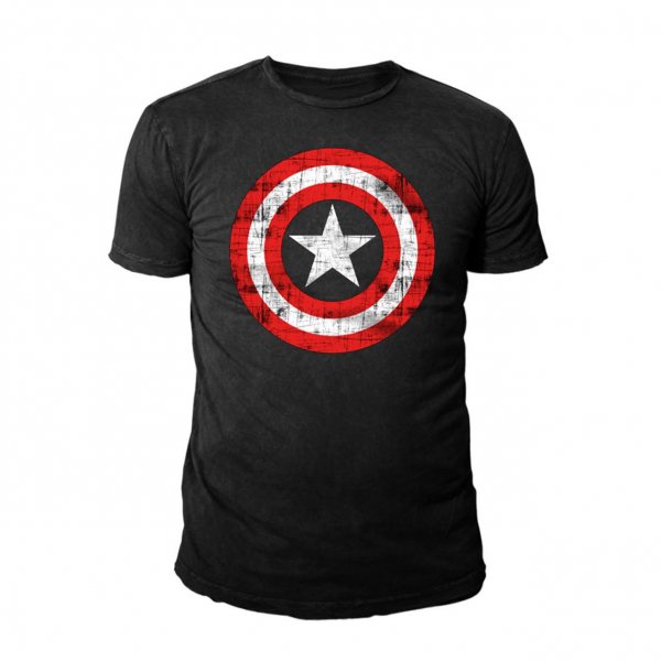 Marvel Captain America Logo Herren T-Shirt Schwarz