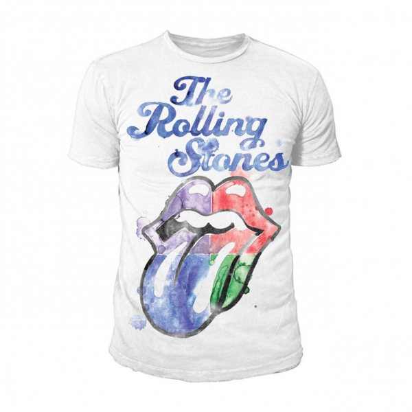 Rolling Stones Watercolor Tongue T-Shirt Herren Weiss