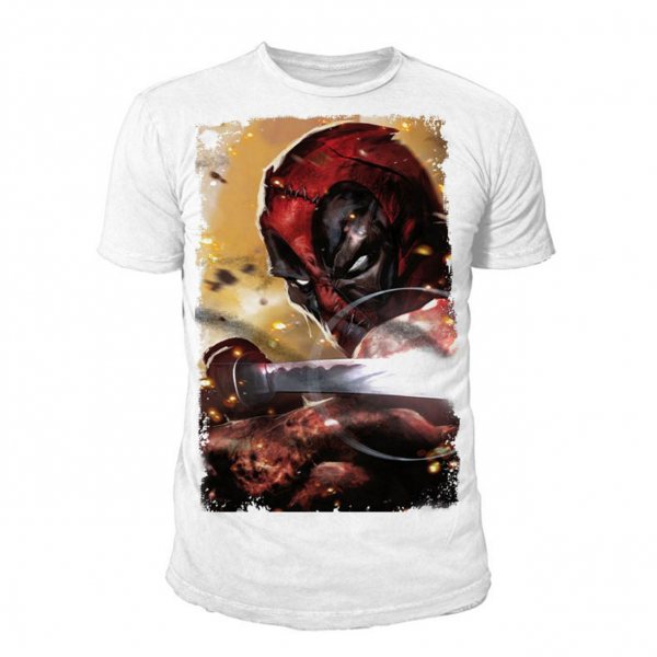 Marvel Comics Deadpool Katana Herren T-Shirt Weiß