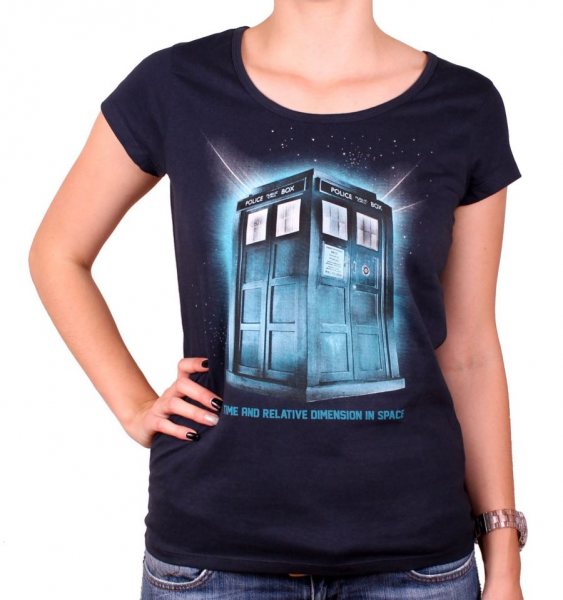 Doctor Who Tardis Damen T-Shirt Navy Blau