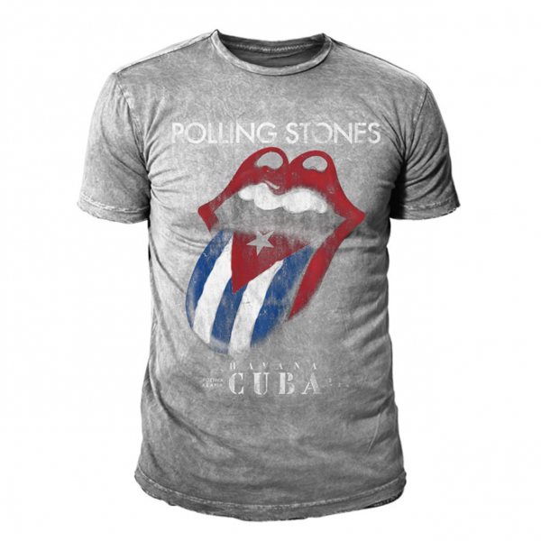 Rolling Stones Cuba Tongue T-Shirt Herren Grau